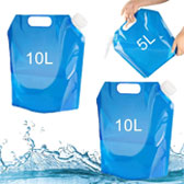 3 bolsas plegables para agua (una de 5 y dos de 10 litros)